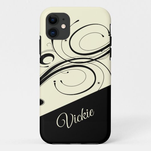 Cream und Black Scroll Accent Personal Case-Mate iPhone Hülle (Rückseite)