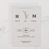 Cream und Black Simple Minimalistisch Elegante Wed Einladung (Vorne/Hinten)