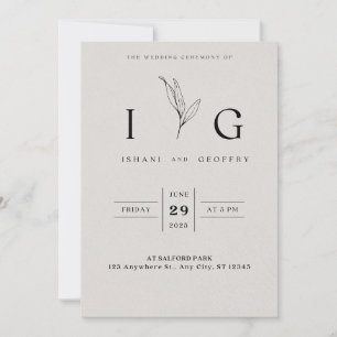 Cream und Black Simple Minimalistisch Elegante Wed Einladung