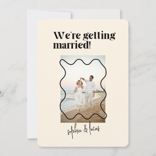 Cream und Black Simple Modern Wedding Einladung (Vorderseite)