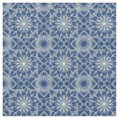Cream und Blue Art Deco Blumenmuster Stoff (Nahaufnahme)