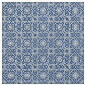 Cream und Blue Art Deco Blumenmuster Stoff (Muster)