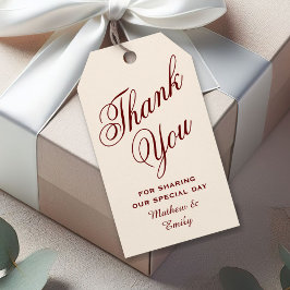 Cream und Burgund Personalisiert Danke für Ihre Ho Geschenkanhänger