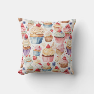 Cream und Cupcake Digitale Muster Kissen