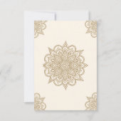 Cream und Gold Henna Mehndi Wedding RSVP Karte (Rückseite)