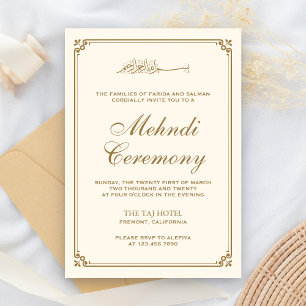 Cream- und Goldrand Muslim Mehndi Begleitkarte