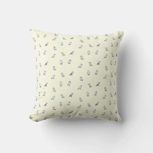 Cream und Navy Arktis-Vogel-Muster mit Papageienta Kissen