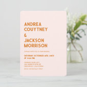 Cream und Orange Retro Boho Wedding Einladung (Stehend Vorderseite)