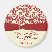 Cream und Red Damask Danke Magnet (Vorne)