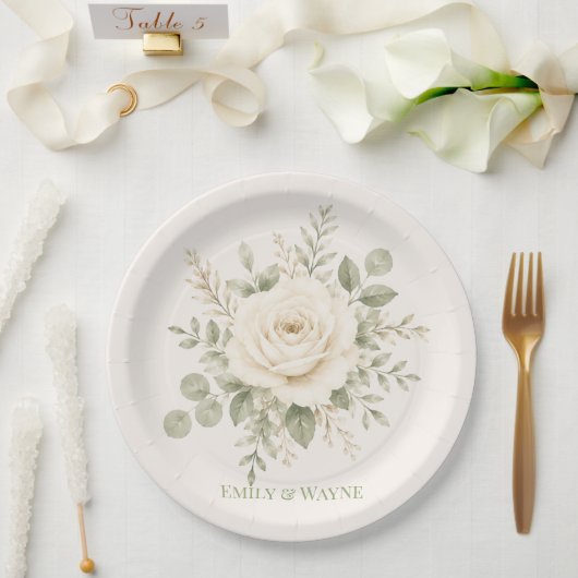 Cream- und Salbeigrüne Hochzeit Pappteller (Hochzeit)