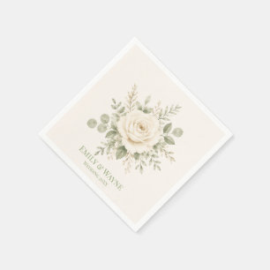 Cream- und Salbeigrüne Hochzeit Serviette