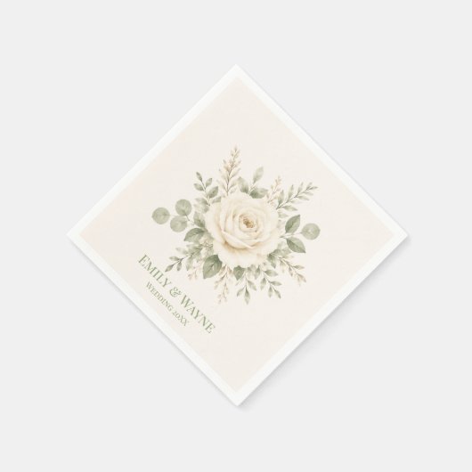 Cream- und Salbeigrüne Hochzeit Serviette (Ecke)
