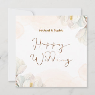 Cream und White Elegant Happy Wedding Karte