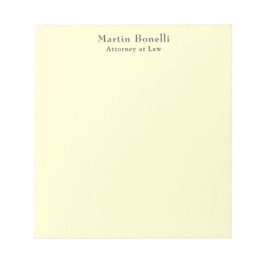 Cream Unique Classic Personalized Custom Own Name Notizblock (Vorderseite)