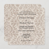 Cream Vintag Damask Wedding Einladung (Vorne/Hinten)