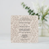 Cream Vintag Damask Wedding Einladung (Stehend Vorderseite)