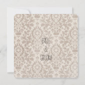 Cream Vintag Damask Wedding Einladung (Rückseite)