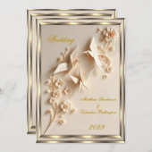 Cream Vintag Origami style Wedding Beautiful Einladung (Vorne/Hinten)