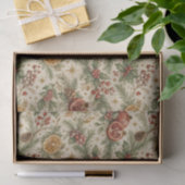 Cream Vintage Botanical Christmas Citrus Pattern Seidenpapier (Geschenk)