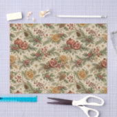 Cream Vintage Botanical Christmas Citrus Pattern Seidenpapier (Handwerk)