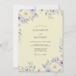 Cream Vintage Mauve Blatt Hochzeit Einladung