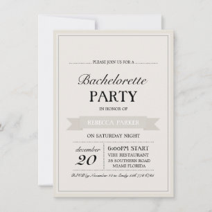 Cream Vintage Poster Bachelorette Einladung