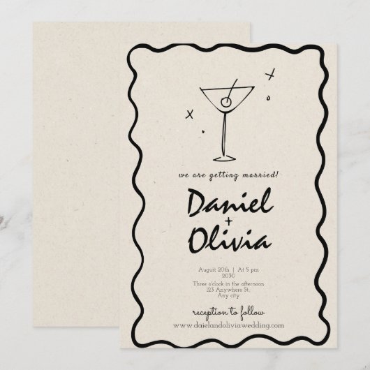 Cream Vintage Wedding Einladung (Vorne/Hinten)