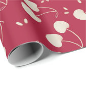 Cream Watercolor Cherries on Red – Valentine Geschenkpapier (Rolleneckpunkt)