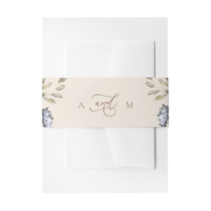 Cream Watercolor Floral Monogram Wedding Einladungsbanderole