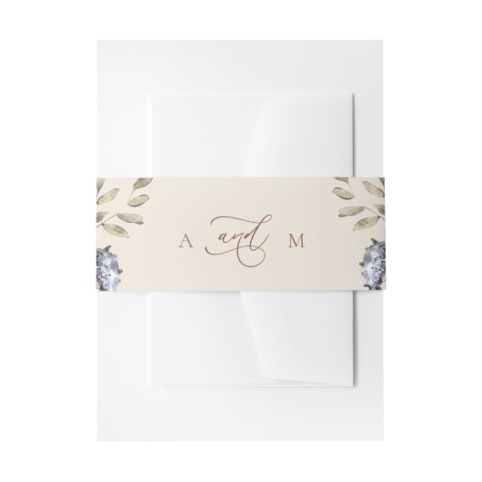 Cream Watercolor Floral Monogram Wedding  Einladungsbanderole (Vorderseite Beispiel)