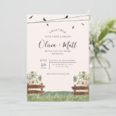 Cream Watercolor Hochzeit Einladung (Stehend Vorderseite)