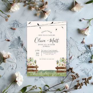 Cream Watercolor Hochzeit Einladung