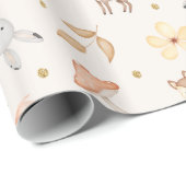 Cream Watercolor Waldtiere Geschenkpapier (Rolleneckpunkt)