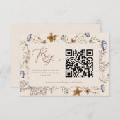 Cream Watercolor Wildflowers Calligraphy RSVP Begleitkarte (Vorne/Hinten)