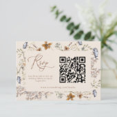 Cream Watercolor Wildflowers Calligraphy RSVP Begleitkarte (Stehend Vorderseite)