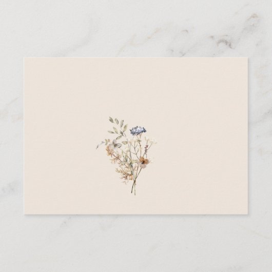 Cream Watercolor Wildflowers Calligraphy RSVP Begleitkarte (Rückseite)