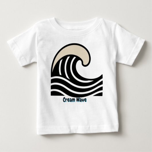 Cream Wave Crest on Black – Minimal Ocean Line Art Baby T-shirt (Vorderseite)