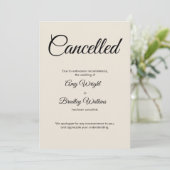 Cream Wedding Cancellation Announcement Card Einladung (Stehend Vorderseite)