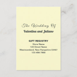 Cream Wedding Gift Registry Portrait Begleitkarte