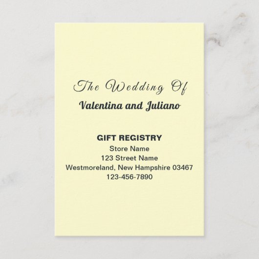 Cream Wedding Gift Registry Portrait Begleitkarte (Vorderseite)
