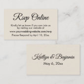 Cream Wedding RSVP Online Elegant Einfach Begleitkarte (Vorne/Hinten)