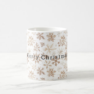 Cream Weiße Schneeflocken Weihnachten   Kaffeetasse