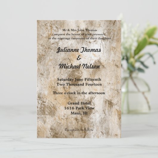 Cream White Abstrakt Wedding Einladung (Stehend Vorderseite)