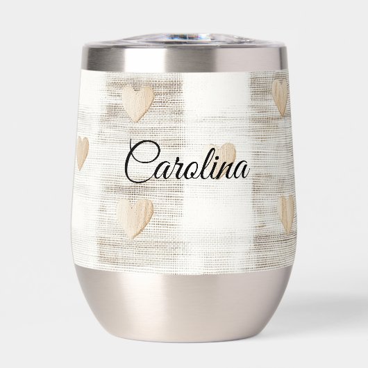 Cream White Beige Boho Hearts (Vorderseite)