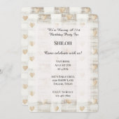 Cream White Beige Boho Hearts Birthday Einladung (Vorne/Hinten)