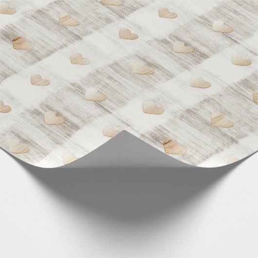 Cream White Beige Boho Hearts Brautparty Geschenkpapier (Ecke)