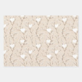 Cream White Beige Boho Hearts Brautparty Geschenkpapier Set (Vorderseite 3)