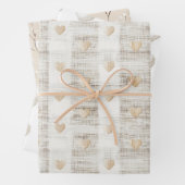 Cream White Beige Boho Hearts Brautparty Geschenkpapier Set (Beispiel)