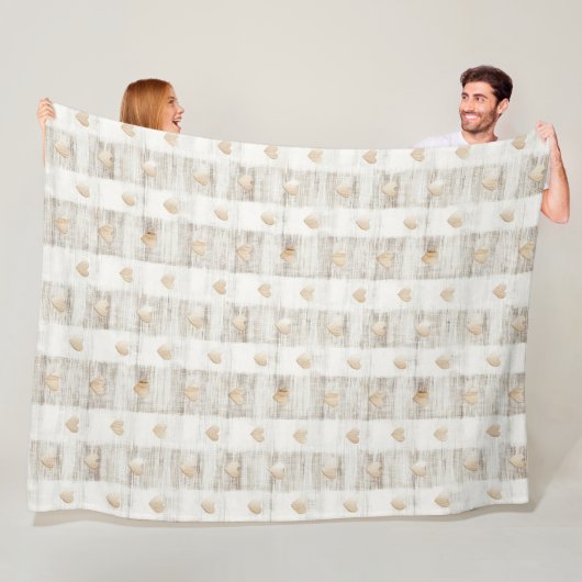 Cream White Beige Boho Hearts Fleecedecke (Beispiel)