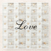 Cream White Beige Boho Hearts Glasuntersetzer (Vorderseite)